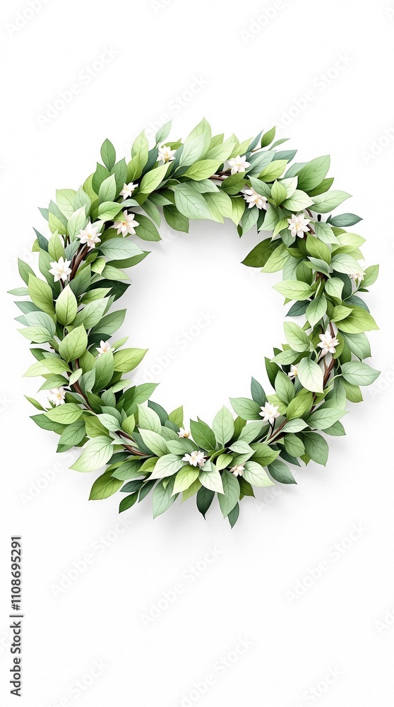 Obraz premium Botanical watercolor laurel wreaths with a variety of lush green leaves, isolated, decoration, artistic