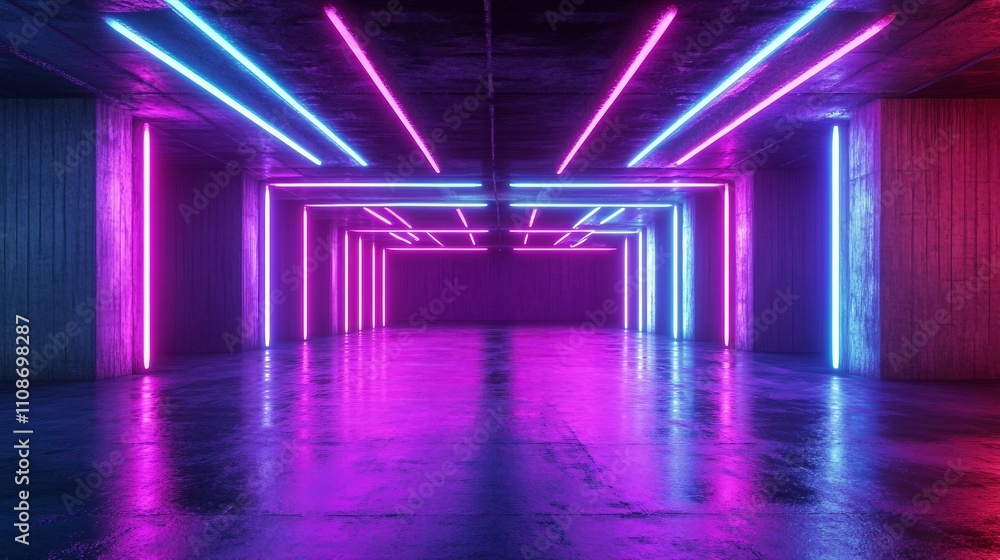 an empty room with purple and pink lights an empty room with purple and pink lights