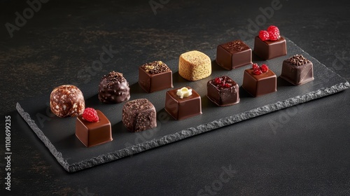 Assorted Gourmet Chocolates on Slate Board