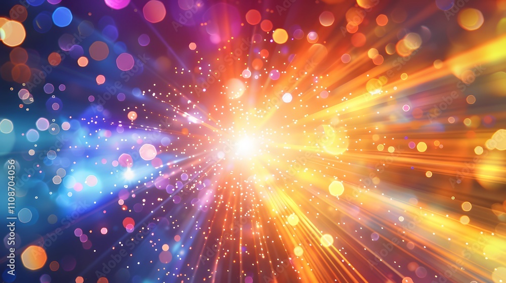 Fototapeta premium Abstract Colorful Light Burst Bokeh Background