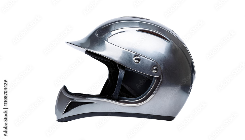 Sleek Silver Motorcycle Helmet Safety Gear Head Protection Racing Equipment