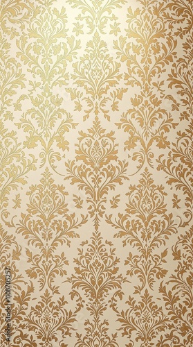 Elegant damask wallpaper with intricate gold patterns and subtle floral motifs, sophisticated, classic