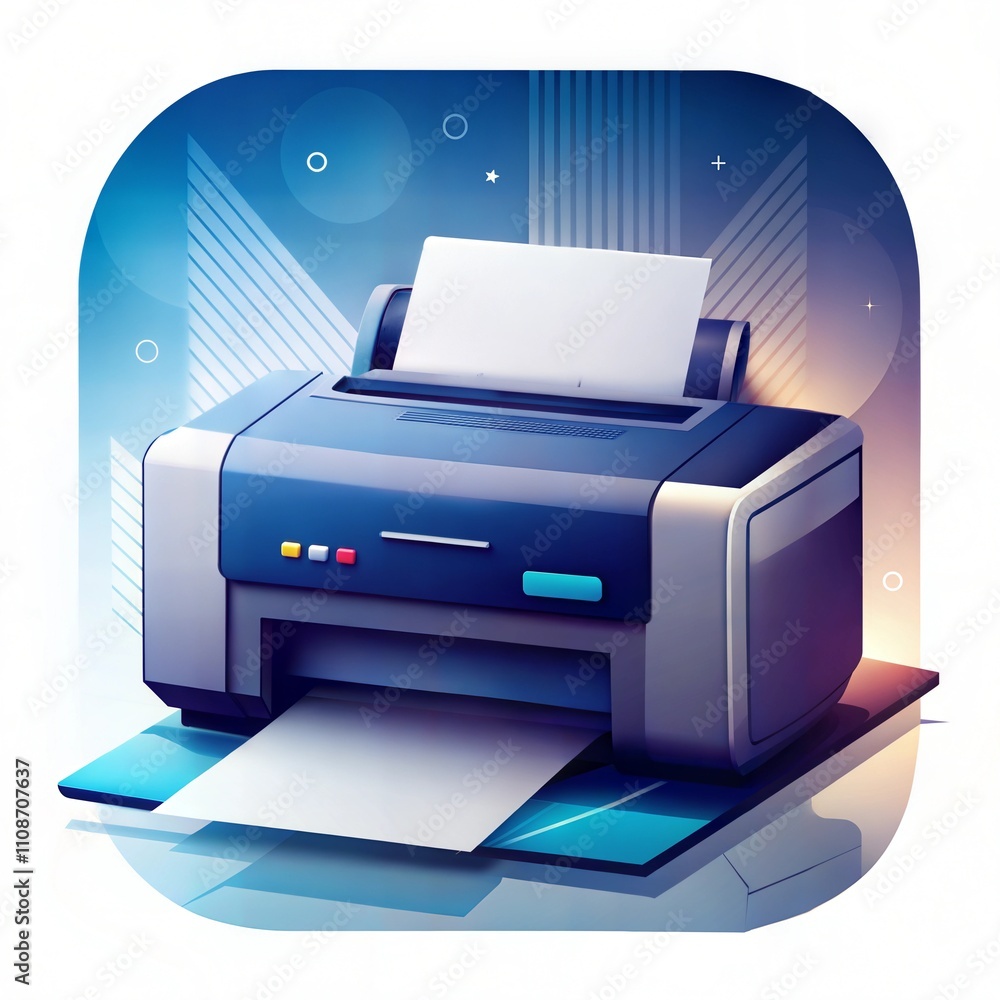 Futuristic Printer Design with Blue and Purple Theme Futuristic Printer Design with Blue and Purple Theme
