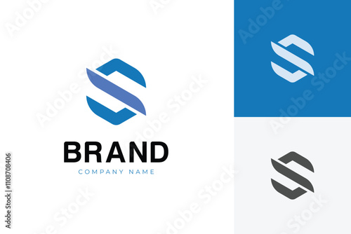 Letter S geometric hexagon vector logo design for brand identity creative logo type