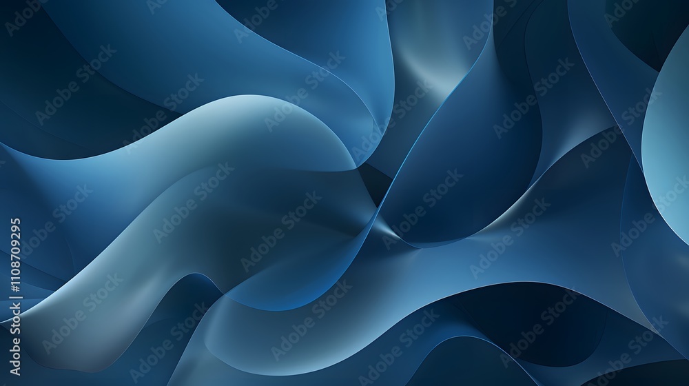 Obraz premium Abstract Blue Waves Smooth Curves Design