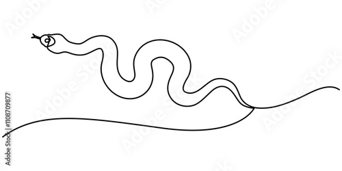 Snake one line continuous. Snake line art. Hand drawn vector art, Vector illustration of viper isolated on white background. For kids coloring book, Snake one line continuous. Hand drawn vector art. 