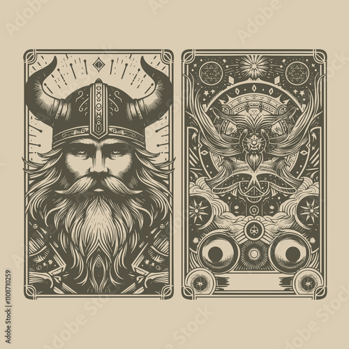 dark viking ouija playing card tattoo design