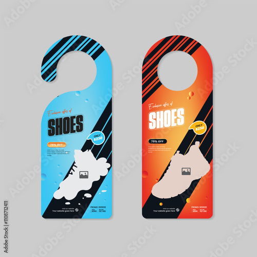 Dynamic Sports Shoes Black Friday sale door hanger  template with two concept variation design