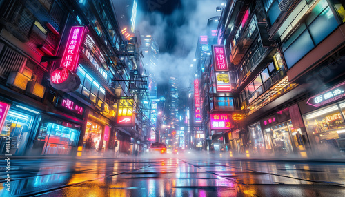 夜間の都市の街並み