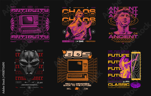 Streetwear T-shirt Design Bundle.  Streetwear Bundle, Brutalism Design for T shirt. Streetwear Graphic Set, Urban T-shirt Design for Print on Demand. Streetwear Graphic for DTF DTG Printing