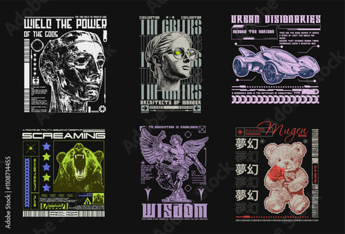 Streetwear Bundle, Streetwear T-shirt Design Bundle. Brutalism Design for T shirt. Streetwear Graphic Set, Urban T-shirt Design for Print on Demand. Streetwear Graphic for DTF DTG Printing