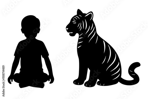 boy with tiger silhouette.