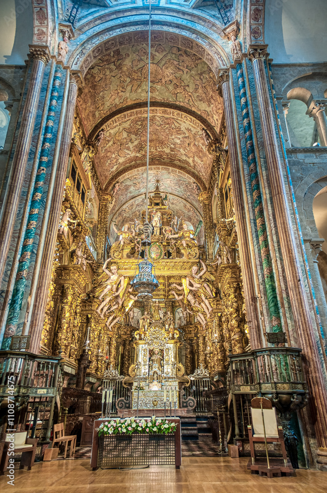 Fototapeta premium Santiago de Compostela is the capital of the Galicia region in northwestern Spain. It is known as the culmination of the Camino de Santiago pilgrimage route.