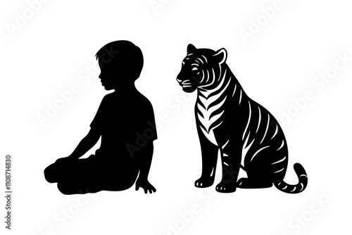 boy with tiger silhouette.