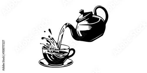 Kettles in black Vector illustrations of different teapots An example of a morning teatime teacup illustration, Teapot icon, representing tea time and minimalist beverage preparation vector.