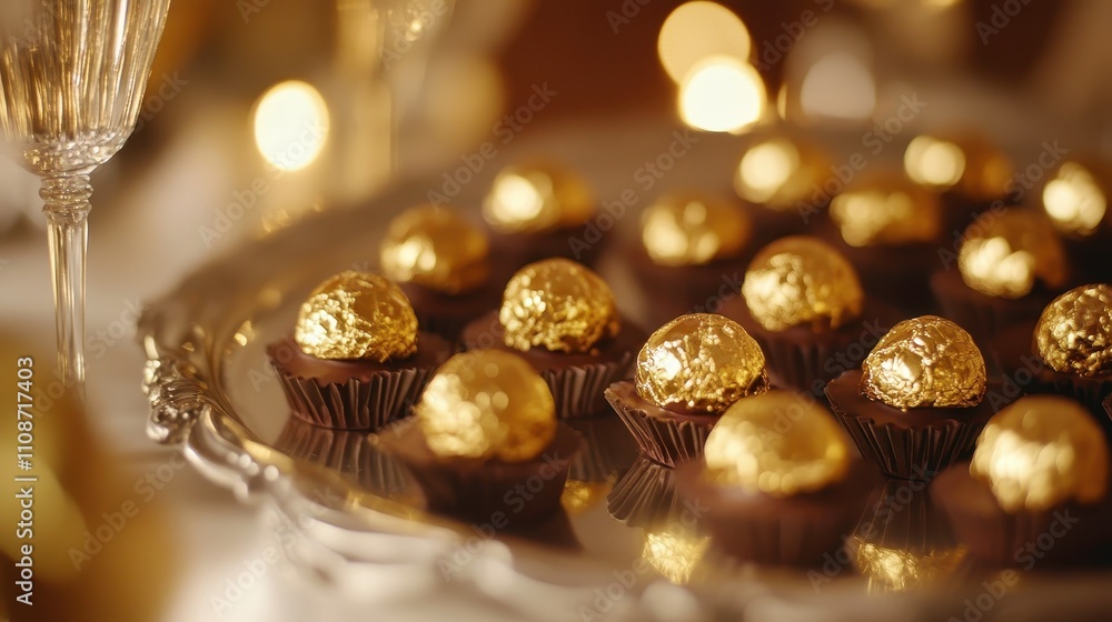 Fototapeta premium Elegant Chocolate Treats with Gold Decorations