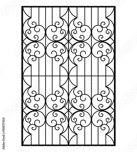 Iron window grill design silhouette