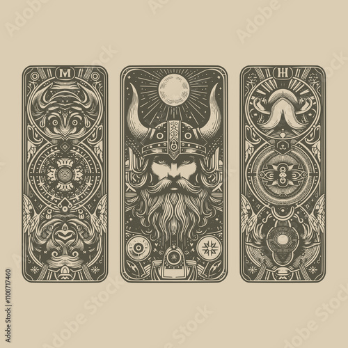 hand-drawn viking ouija tarot card tattoo