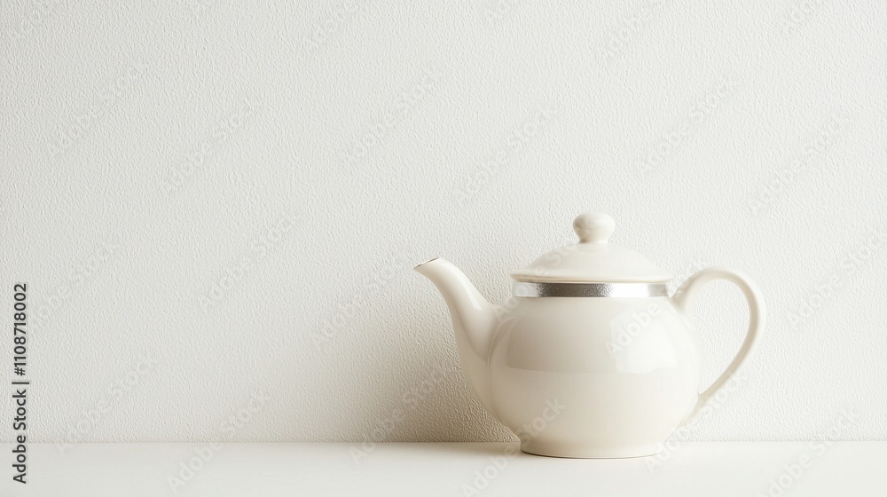 A minimalist white teapot rests elegantly against a plain wall, embodying simplicity and serenity in design. A minimalist white teapot rests elegantly against a plain wall, embodying simplicity and serenity in design.