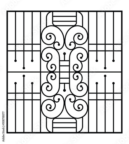 Iron window grill design silhouette