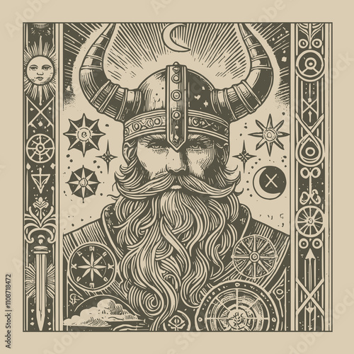 celestial viking ouija tarot playing card tattoo