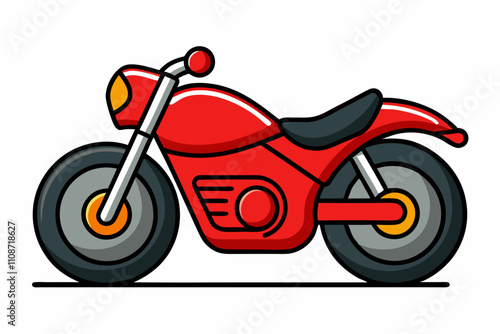 Bright Red Motorcycle Parked on a Smooth Road in a Sunny Setting