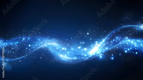 Wallpaper Mural Abstract Blue Wave with Glowing Particles Background Torontodigital.ca