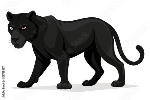 Black Panther Walking in a Stylized Design With a Sleek and Powerful Appearance