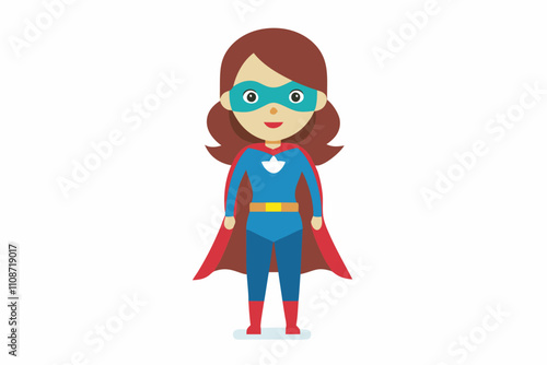 Superhero Character Standing Confidently in a Colorful Costume With Cape photo