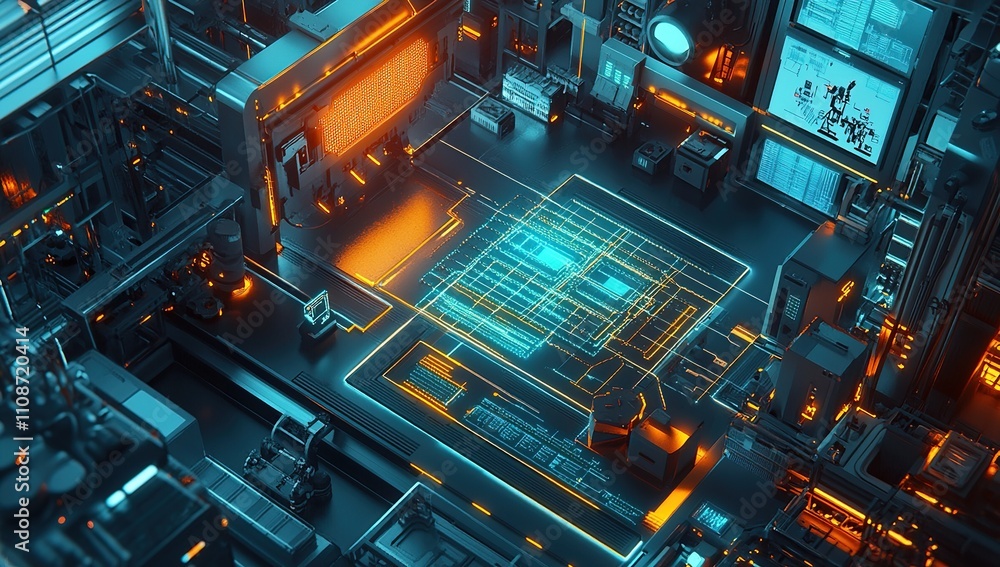 Fototapeta premium Futuristic Technological Circuitry: A Digital Metropolis of Innovation and Advanced Computing