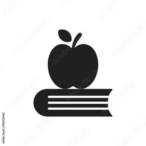 Apple on book icon for education and learning