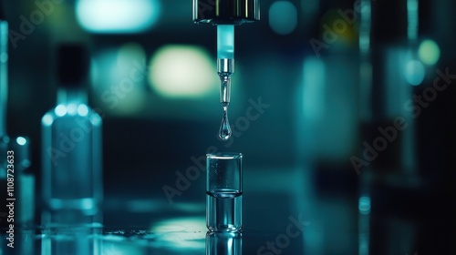 dropper releasing a liquid into a small container photo