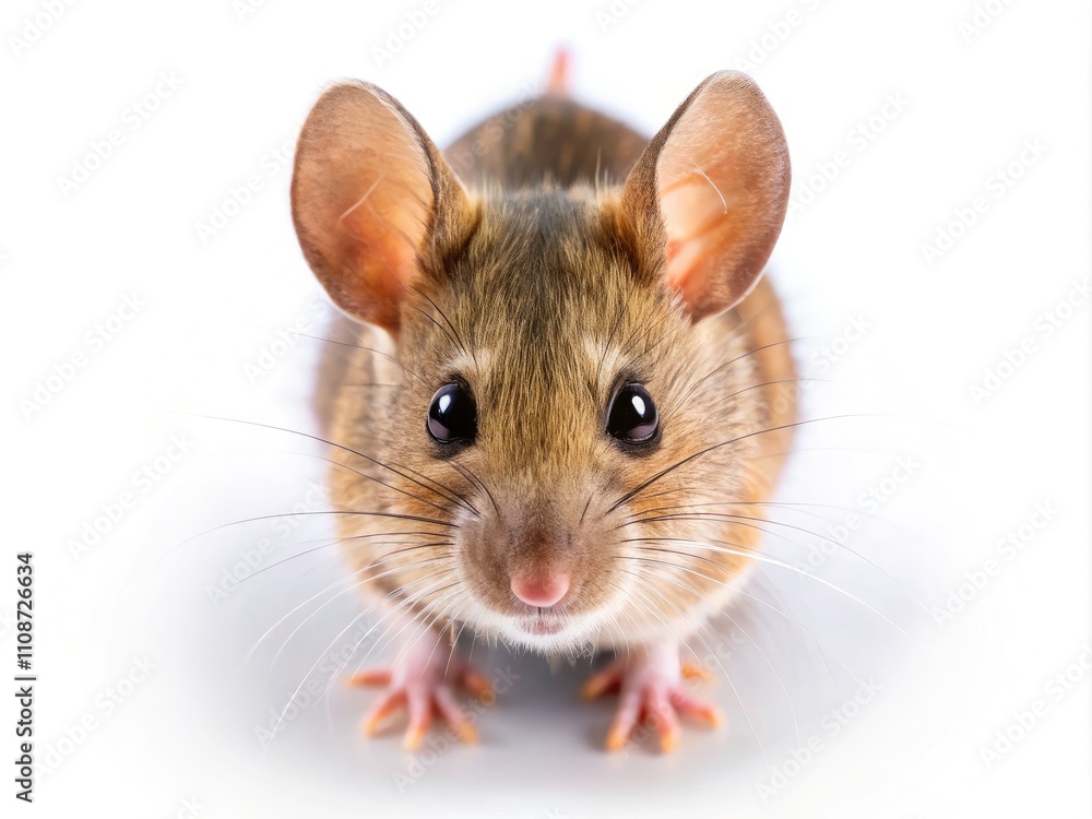 Drone Photography: Isolated Curious Mouse, White Background, High-Resolution Image, Studio Shot, Rodent, Animal Photography Drone Photography: Isolated Curious Mouse, White Background, High-Resolution Image, Studio Shot, Rodent, Animal Photography