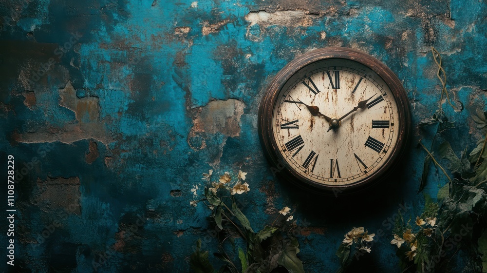 custom made wallpaper toronto digitalVintage Clock on a Weathered Wall