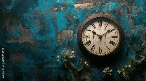 Wallpaper Mural Vintage Clock on a Weathered Wall Torontodigital.ca