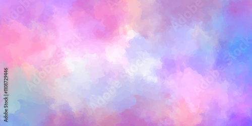 Beautiful sunny sky. tiny clouds. colorful watercolor background. Creative, modern, design, art, pattern, texture. blur, smoky background. Cloudy concept. Vintage style. Hand painted. Soft clouds, sky