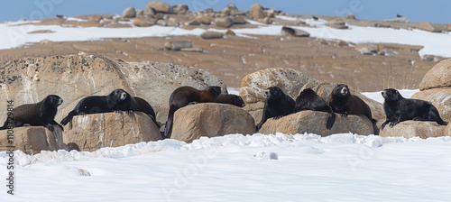Discover the harmony of mountain life  marmots, eagles, and wolves in a serene landscape