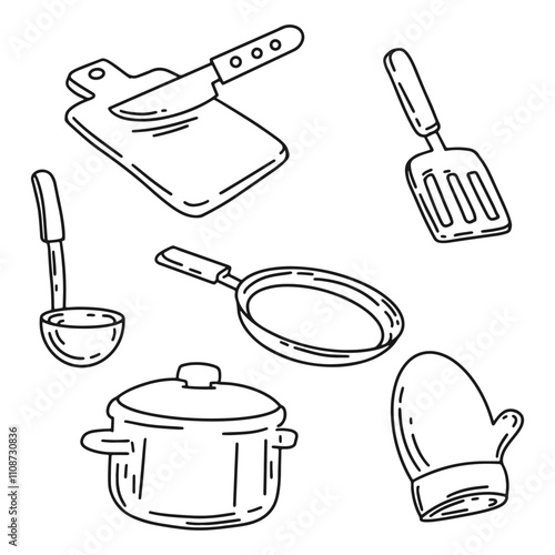 hand drawn kitchen utensils