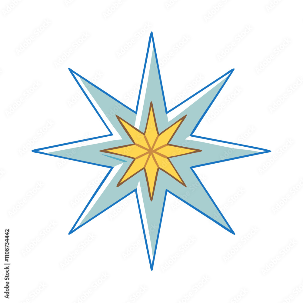 Obraz premium bethlehem star vector icon, christmas vector illustration - simple illustration of abethlehem star, symbolizing holiday celebrations and festive spirit. christmas flat illustration.