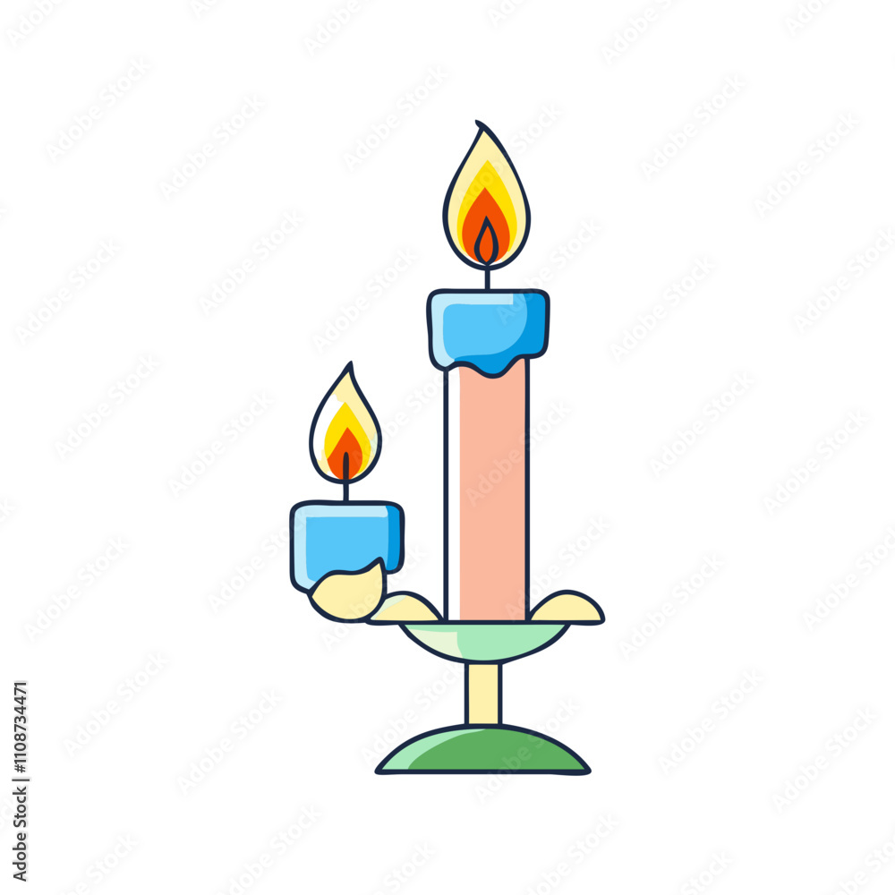 Fototapeta premium candle holder vector icon, christmas vector illustration - simple illustration of acandle holder, symbolizing holiday celebrations and festive spirit. christmas flat illustration.