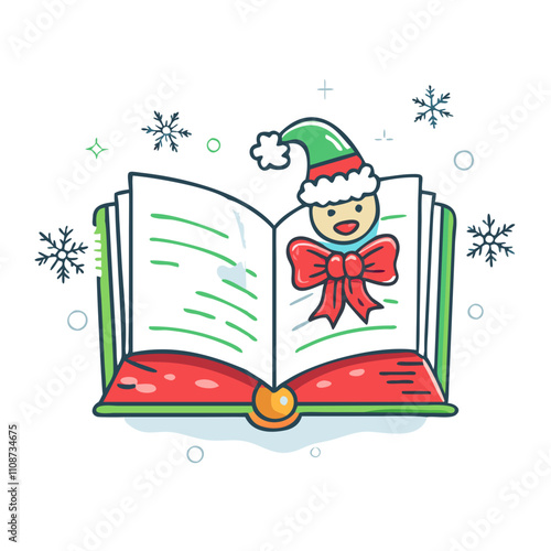 christmas carol book vector icon, christmas vector illustration - simple illustration of achristmas carol book, symbolizing holiday celebrations and festive spirit. christmas flat illustration.