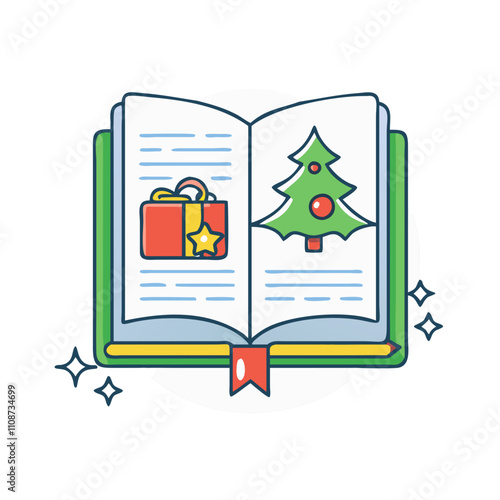 christmas carol book vector icon, christmas vector illustration - simple illustration of achristmas carol book, symbolizing holiday celebrations and festive spirit. christmas flat illustration.