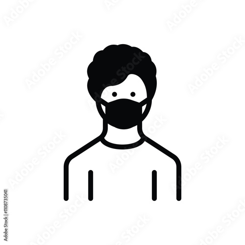 Black solid icon for wear mask