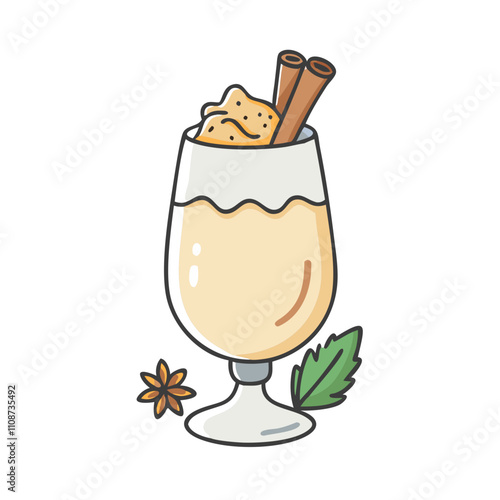 eggnog glass vector icon, christmas vector illustration - simple illustration of aeggnog glass, symbolizing holiday celebrations and festive spirit. christmas flat illustration.