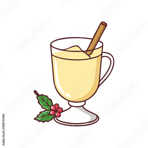 eggnog glass vector icon, christmas vector illustration - simple illustration of aeggnog glass, symbolizing holiday celebrations and festive spirit. christmas flat illustration.
