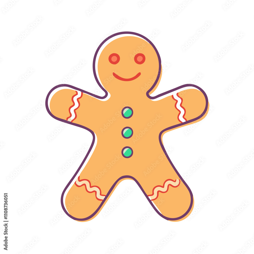 gingerbread man vector icon, christmas vector illustration - simple illustration of agingerbread man, symbolizing holiday celebrations and festive spirit. christmas flat illustration. gingerbread man vector icon, christmas vector illustration - simple illustration of agingerbread man, symbolizing holiday celebrations and festive spirit. christmas flat illustration.