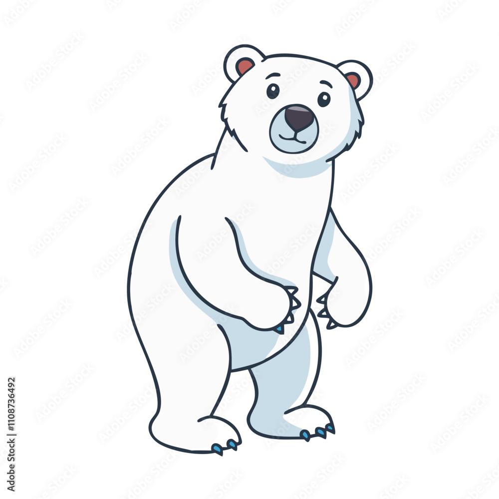 Obraz premium polar bear vector icon, christmas vector illustration - simple illustration of apolar bear, symbolizing holiday celebrations and festive spirit. christmas flat illustration.