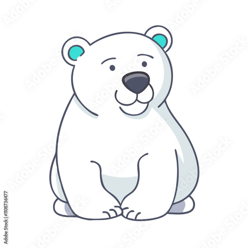 polar bear vector icon, christmas vector illustration - simple illustration of apolar bear, symbolizing holiday celebrations and festive spirit. christmas flat illustration. photo