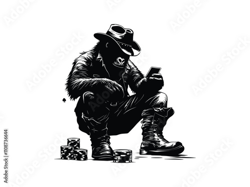 Gambling Game Gorilla Silhouette Design