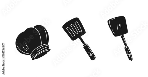 kitchen utensils icon set 